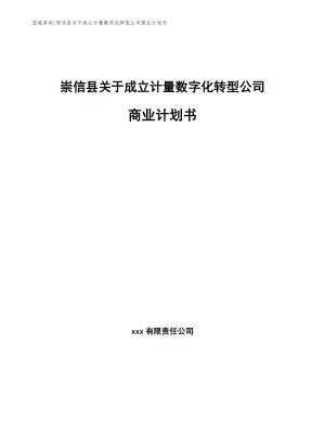 崇信县关于成立计量数字化转型公司商业计划书【参考范文】