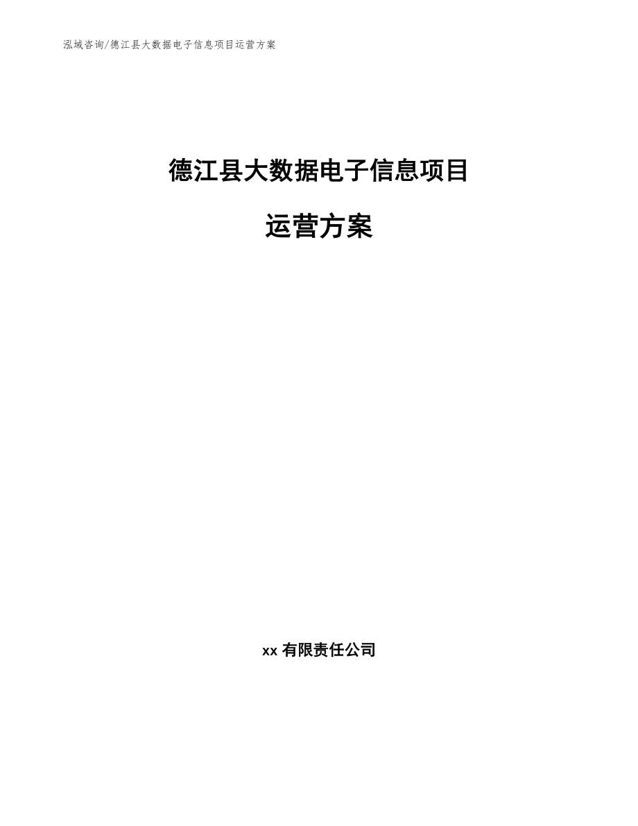德江县大数据电子信息项目运营方案_第1页