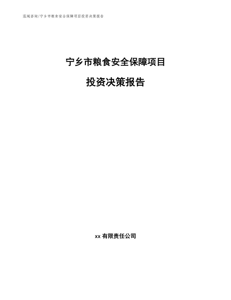 宁乡市粮食安全保障项目立项报告_第1页
