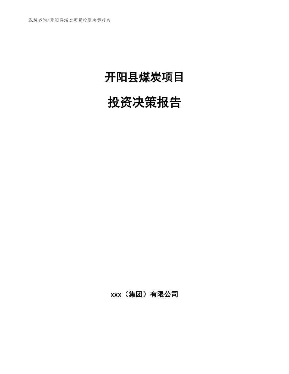 开阳县煤炭项目投资决策报告【模板参考】_第1页