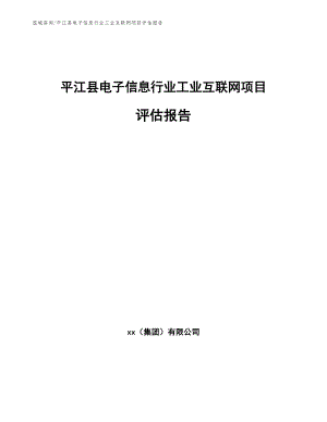 平江县电子信息行业工业互联网项目评估报告
