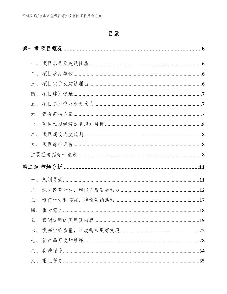 唐山市能源资源安全保障项目策划方案（模板参考）_第1页