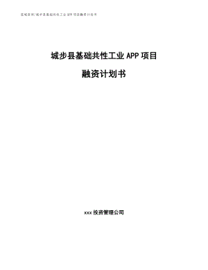 城步县基础共性工业APP项目融资计划书