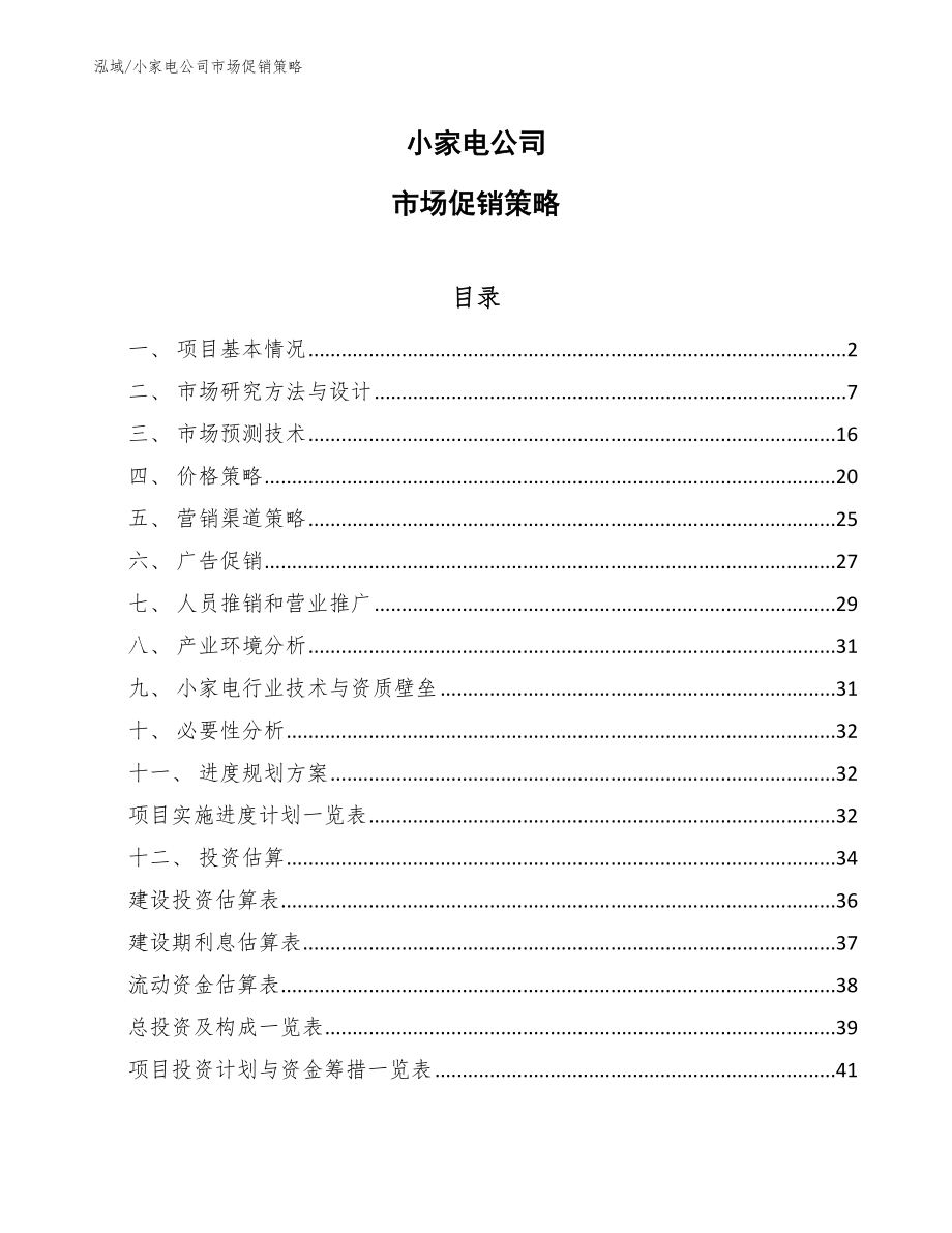 小家电公司市场促销策略【范文】_第1页