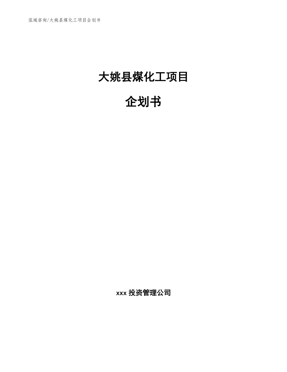 大姚县煤化工项目企划书（范文）_第1页
