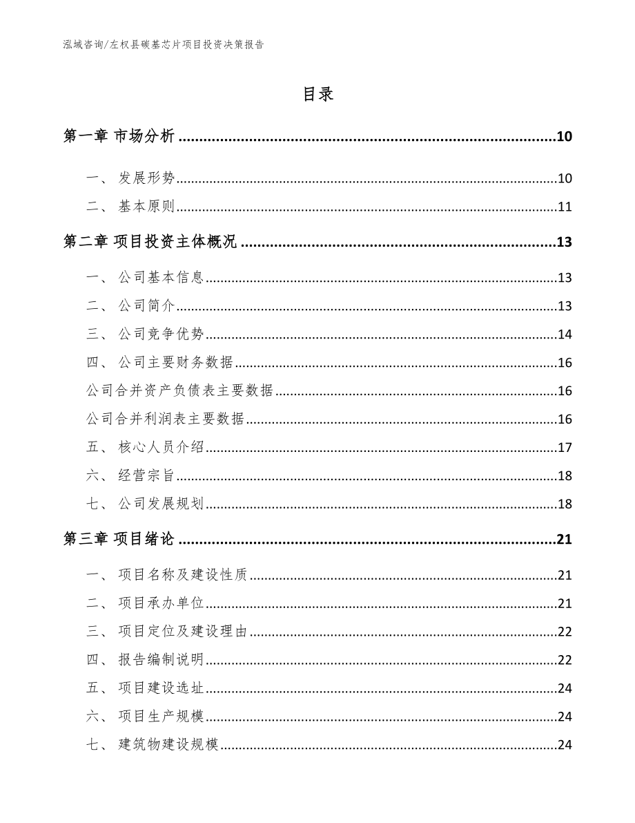 左权县碳基芯片项目投资决策报告_第1页