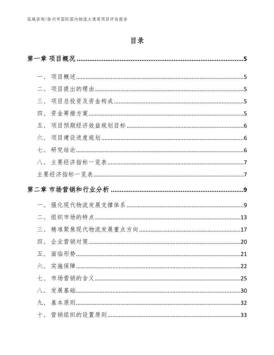 徐州市国际国内物流大通道项目评估报告【参考范文】_第1页