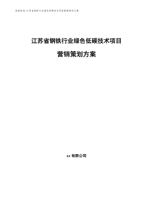 江苏省钢铁行业绿色低碳技术项目营销策划方案【参考范文】