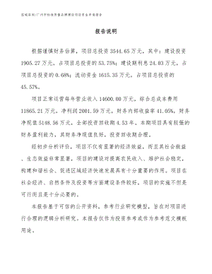 广州市标准质量品牌建设项目资金申请报告