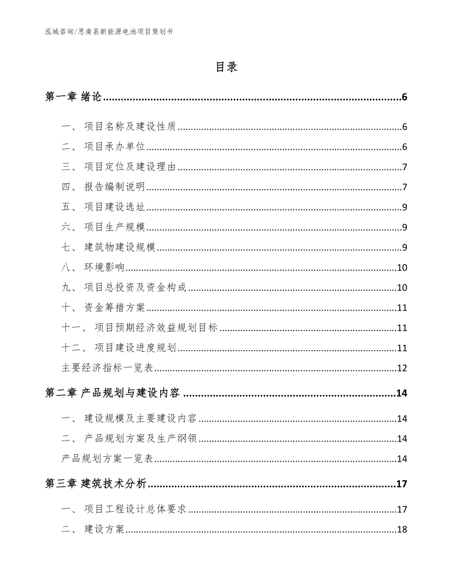 思南县新能源电池项目策划书【范文模板】_第1页