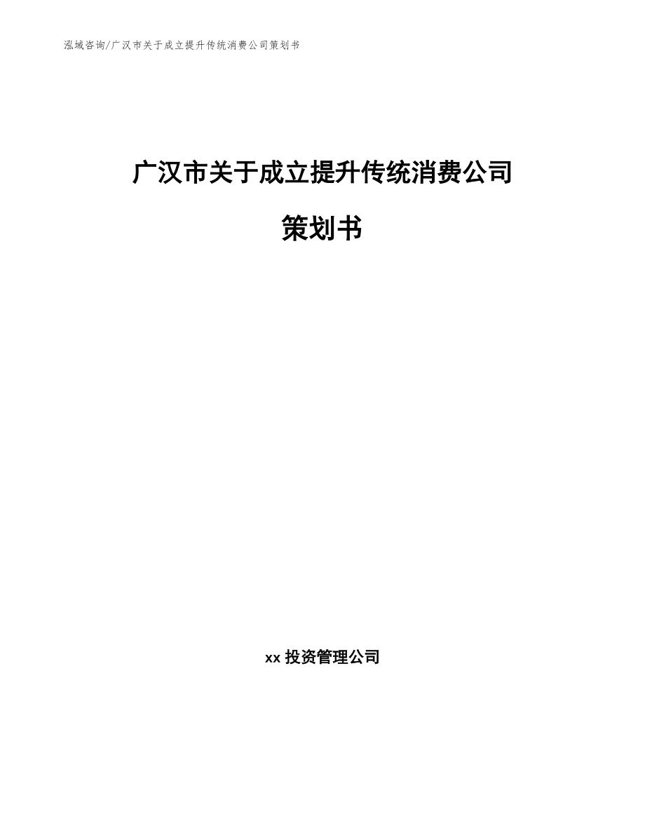 广汉市关于成立提升传统消费公司策划书（参考模板）_第1页