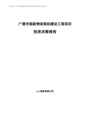 广德市国家物流枢纽建设工程项目投资决策报告_模板