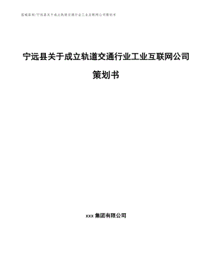 宁远县关于成立轨道交通行业工业互联网公司策划书