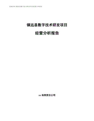 镇远县数字技术研发项目经营分析报告