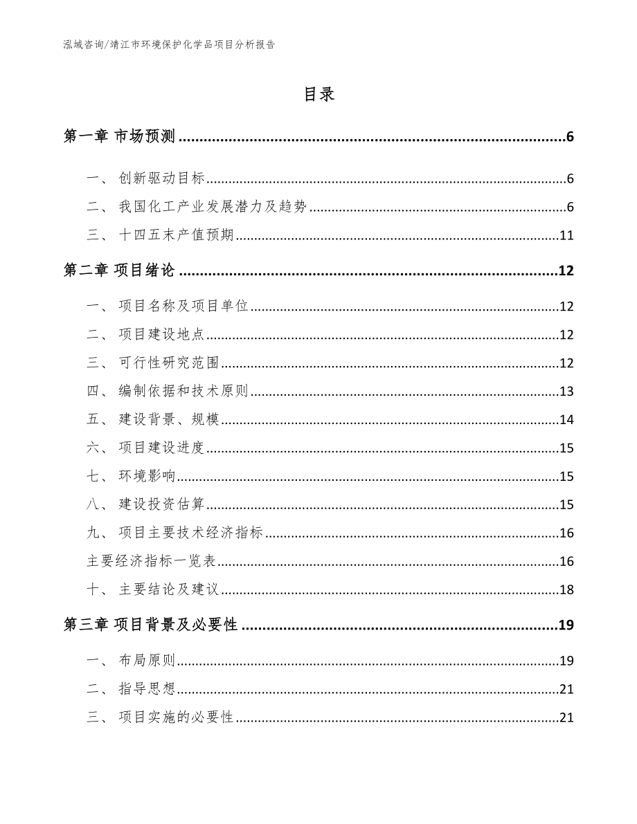 靖江市环境保护化学品项目分析报告_范文_第1页