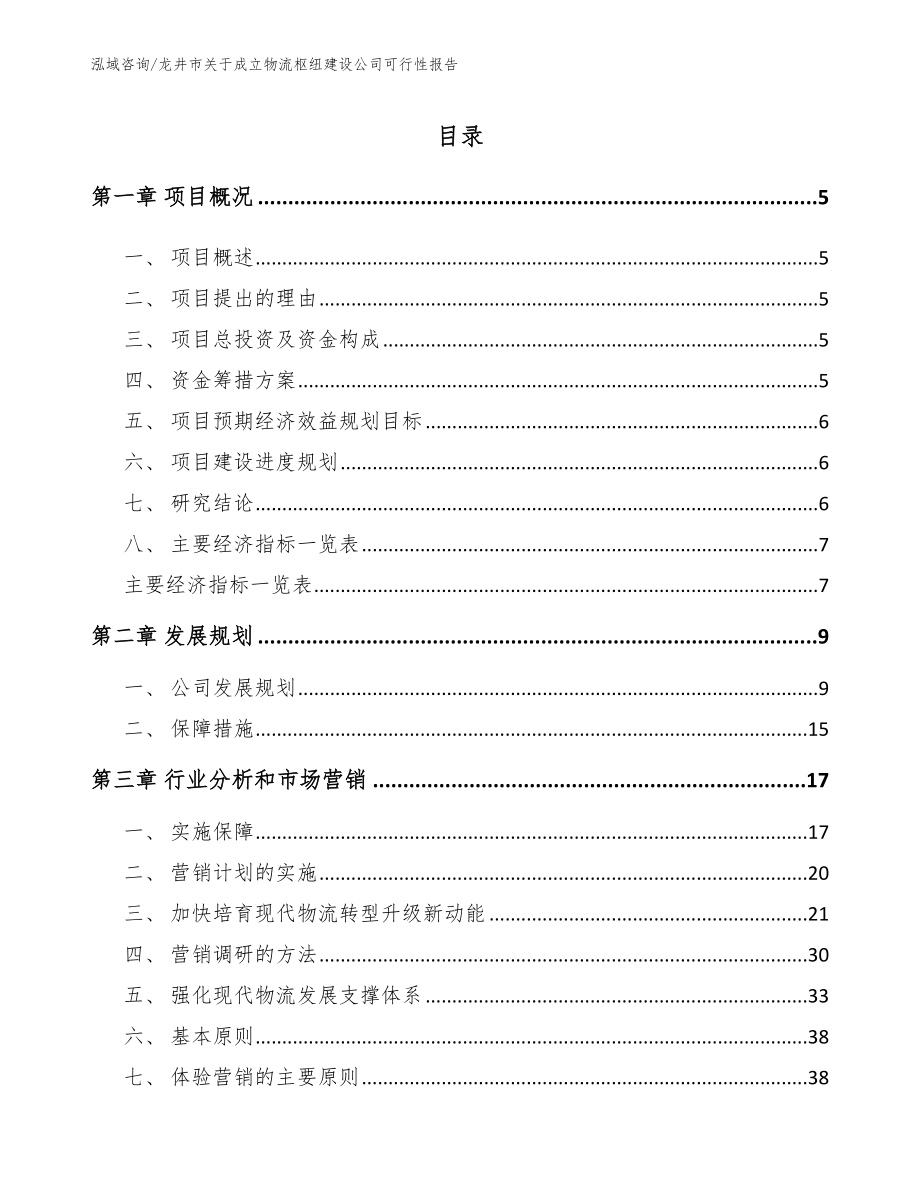龙井市关于成立物流枢纽建设公司可行性报告_第1页