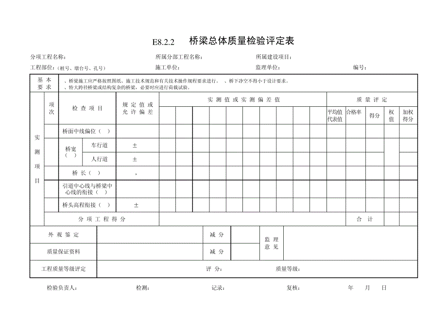 桥梁工程质量检验评定表_第1页