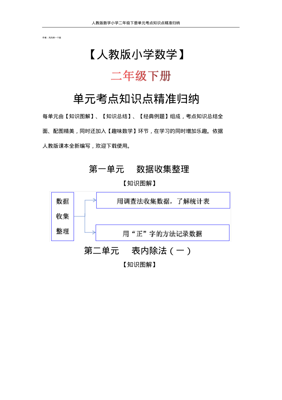 人教版数学小学二年级第二学期单元知识点精准归纳大全_第1页