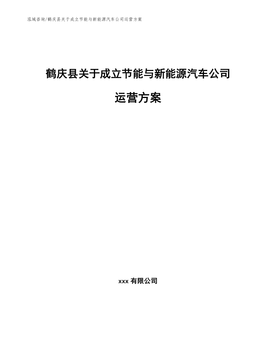 鹤庆县关于成立节能与新能源汽车公司运营方案（范文参考）_第1页
