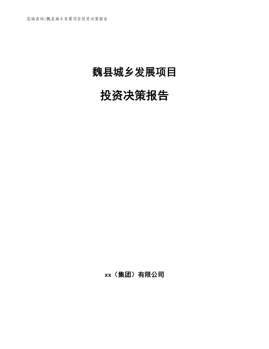 魏县城乡发展项目投资决策报告参考范文_第1页