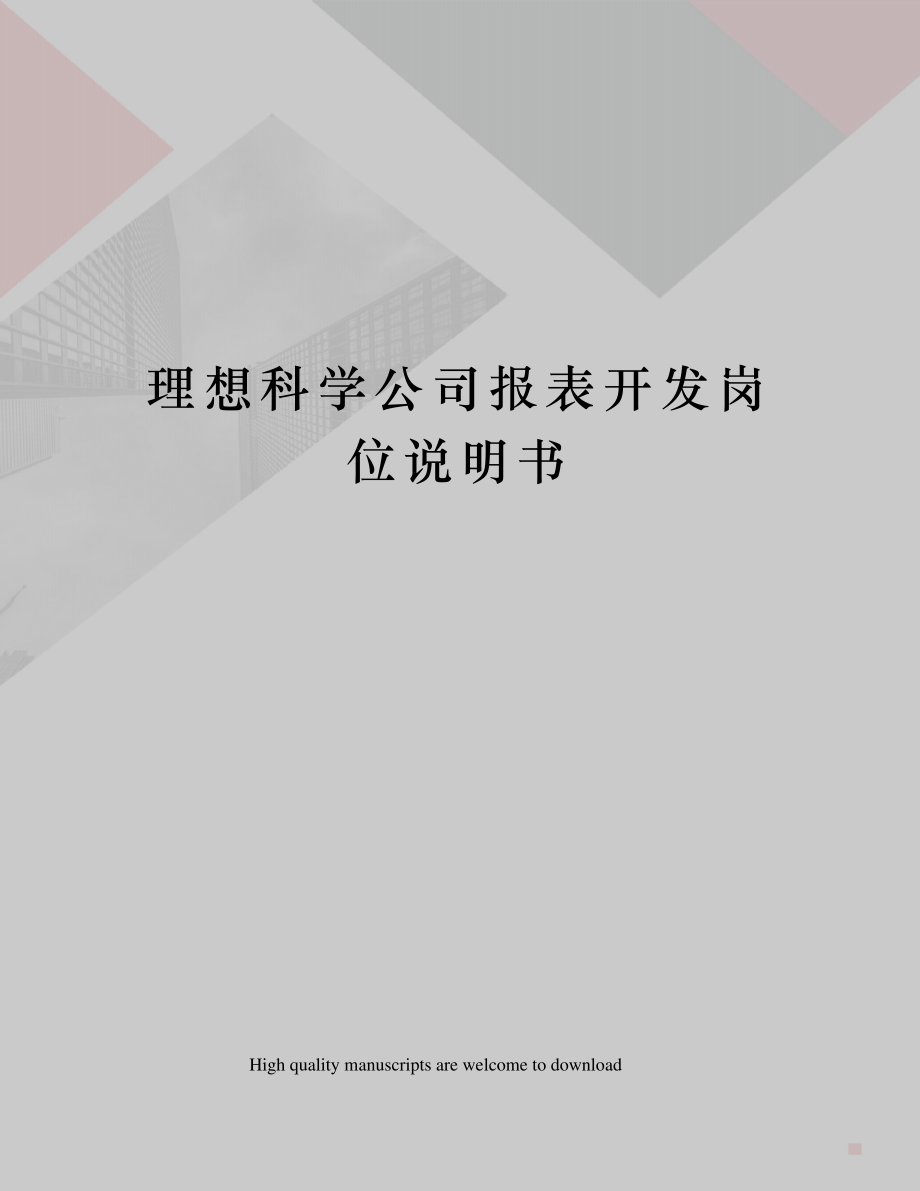 理想科学公司报表开发岗位说明书_第1页