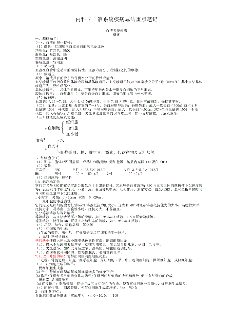 内科学血液系统疾病总结重点笔记_第1页