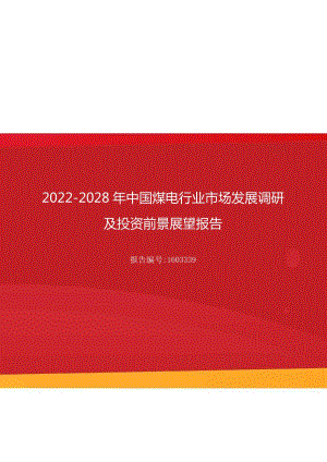 2022年煤电行业市场发展调研及投资前景展望报告17276