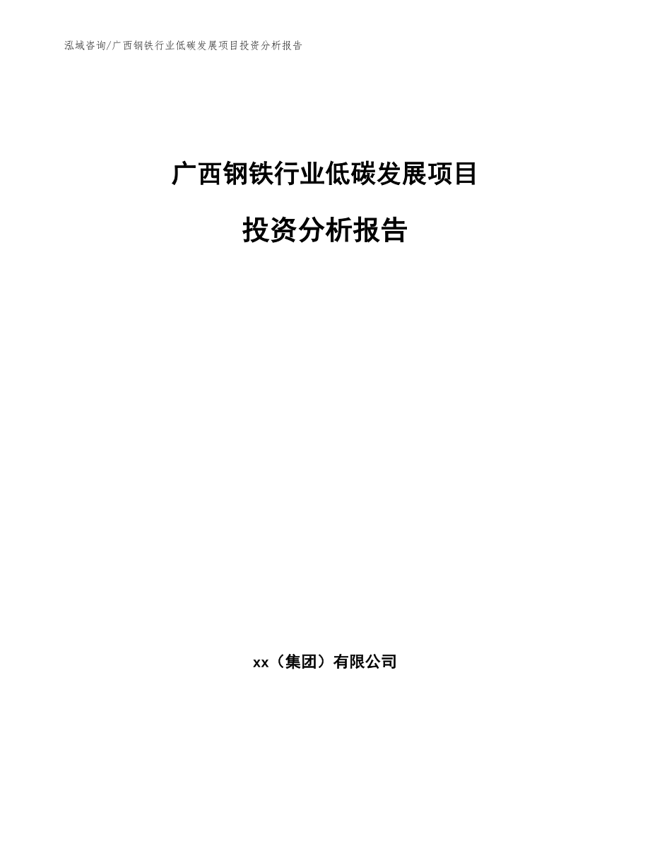 广西钢铁行业低碳发展项目投资分析报告（范文）_第1页