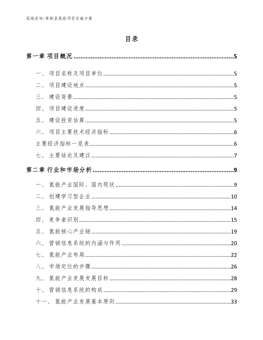 奉新县氢能项目实施方案（范文模板）_第1页