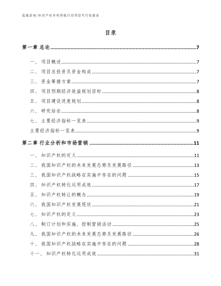 知识产权专利导航行动项目可行性报告_第1页