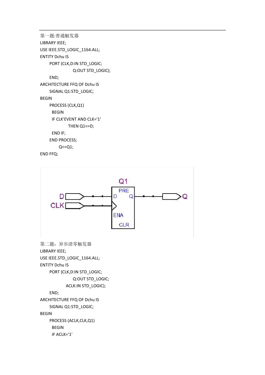 新VHDL各种D触发器程序_第1页