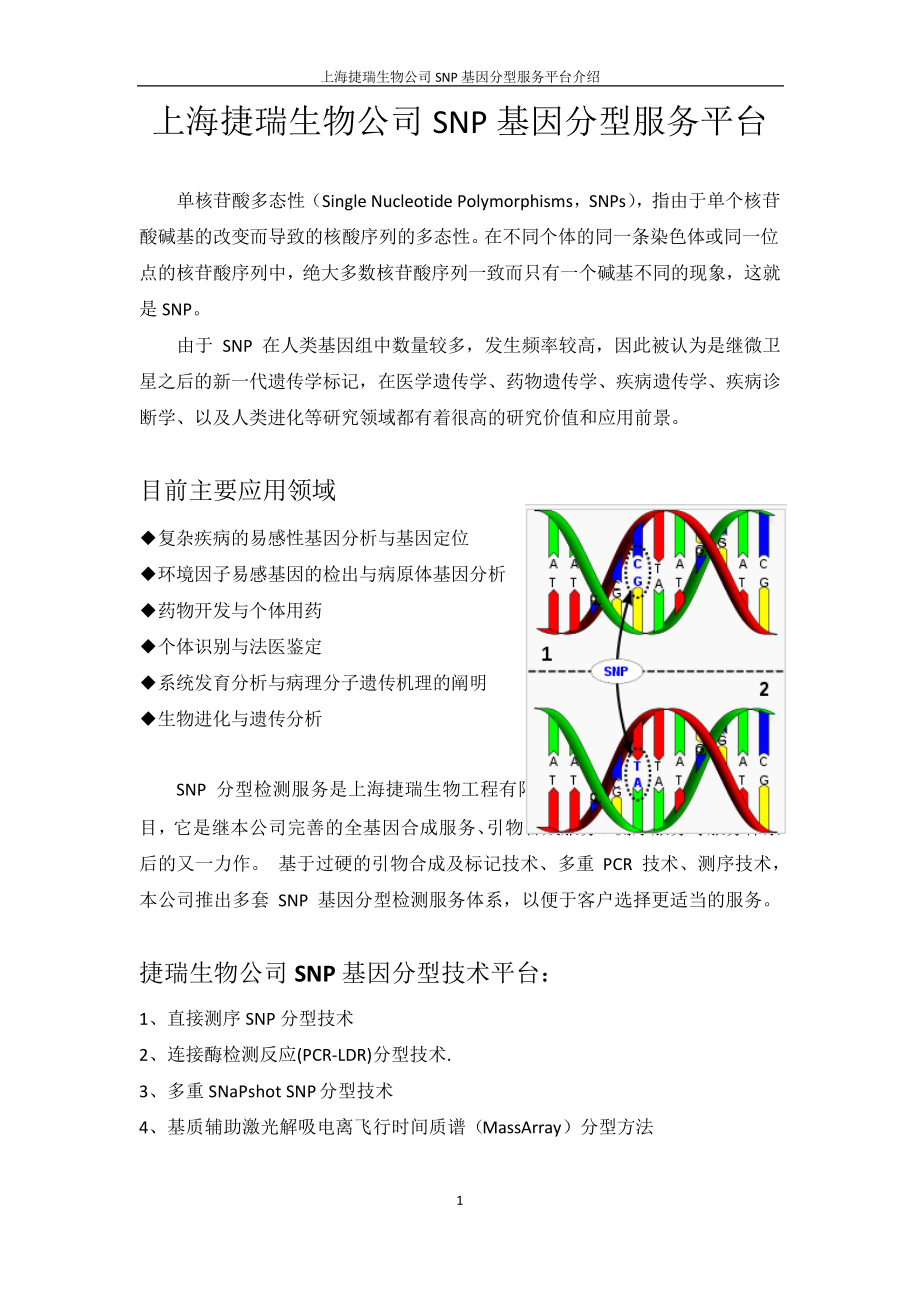 上海捷瑞生物公司SNP基因分型服务平台_第1页