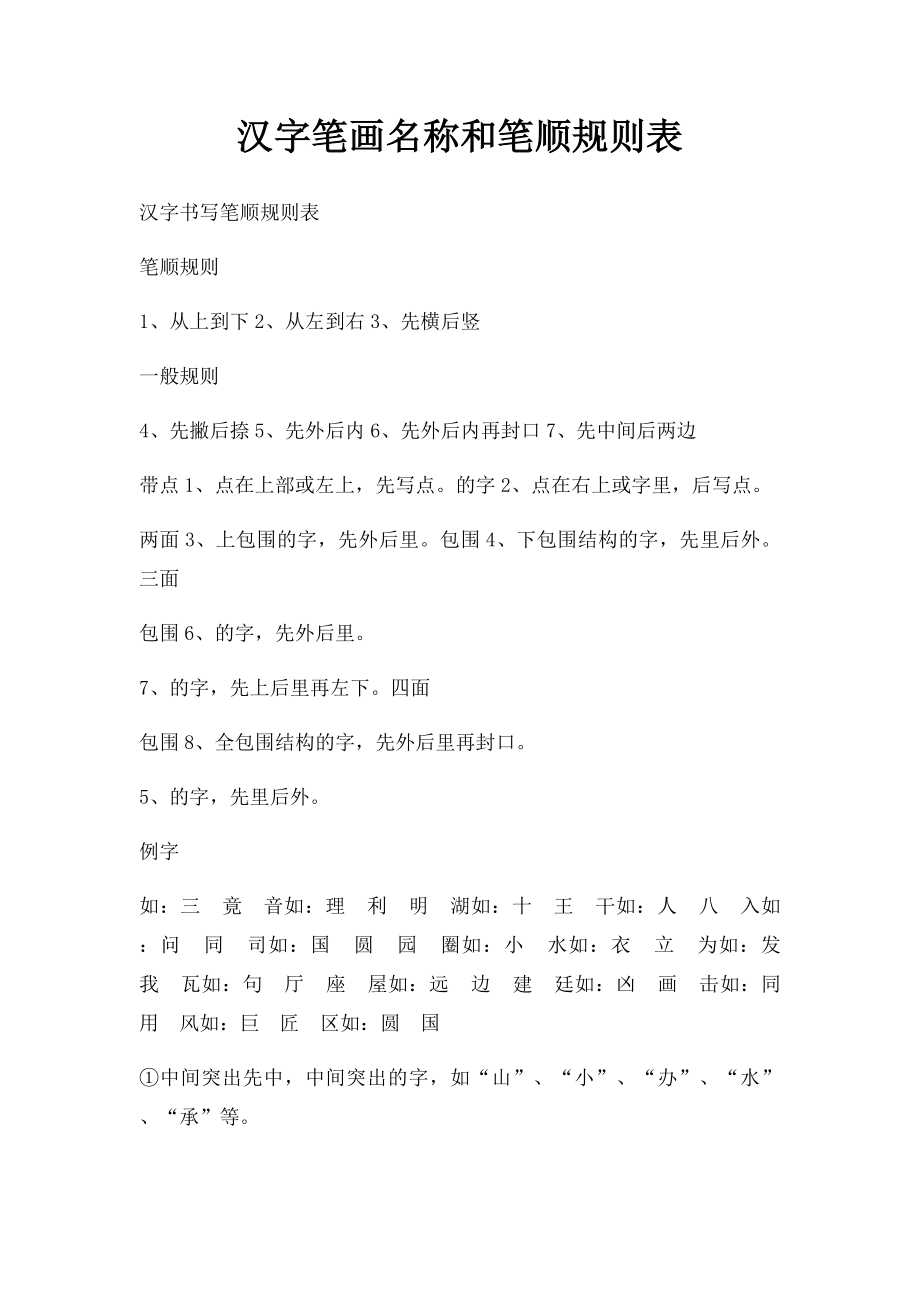 汉字笔画名称和笔顺规则表_第1页