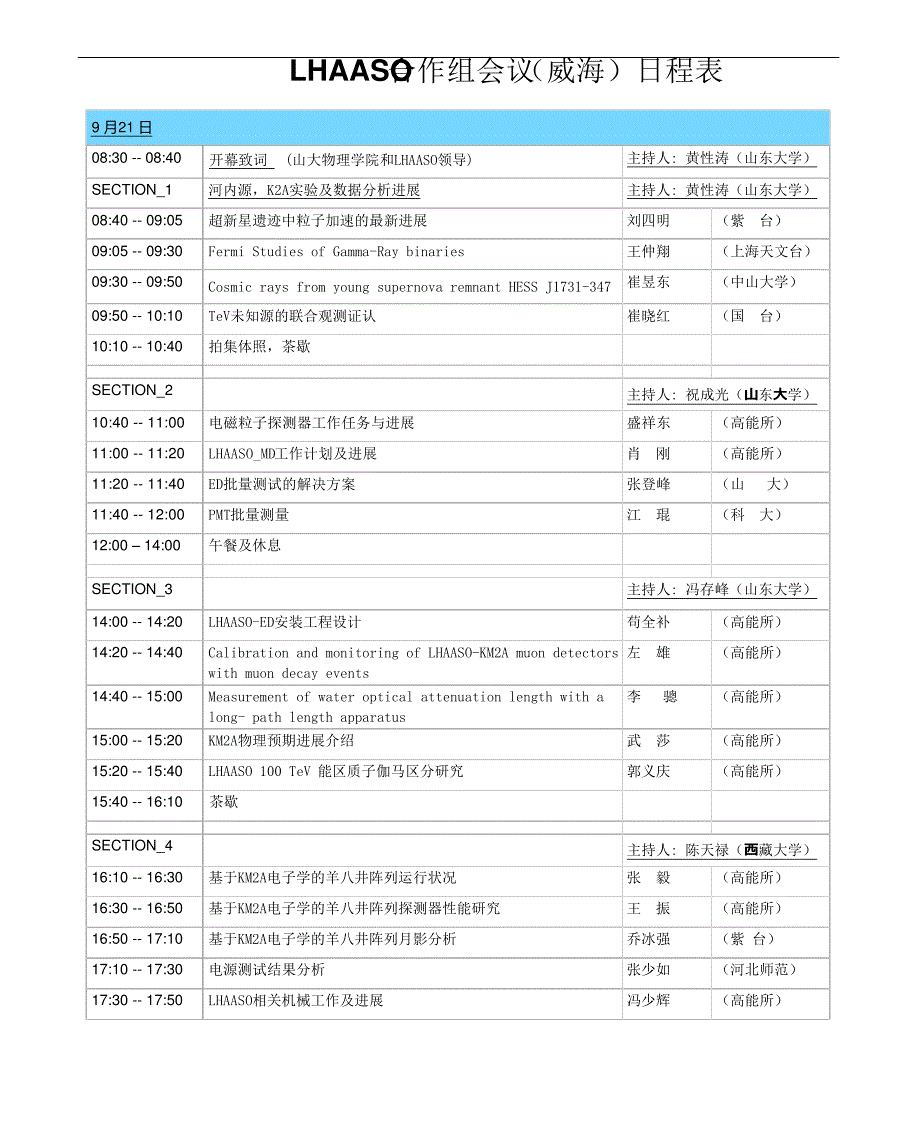 LHAASO合作组会议(威海)日程表_第1页
