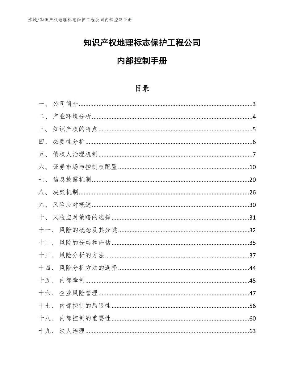 知识产权地理标志保护工程公司内部控制手册【参考】_第1页