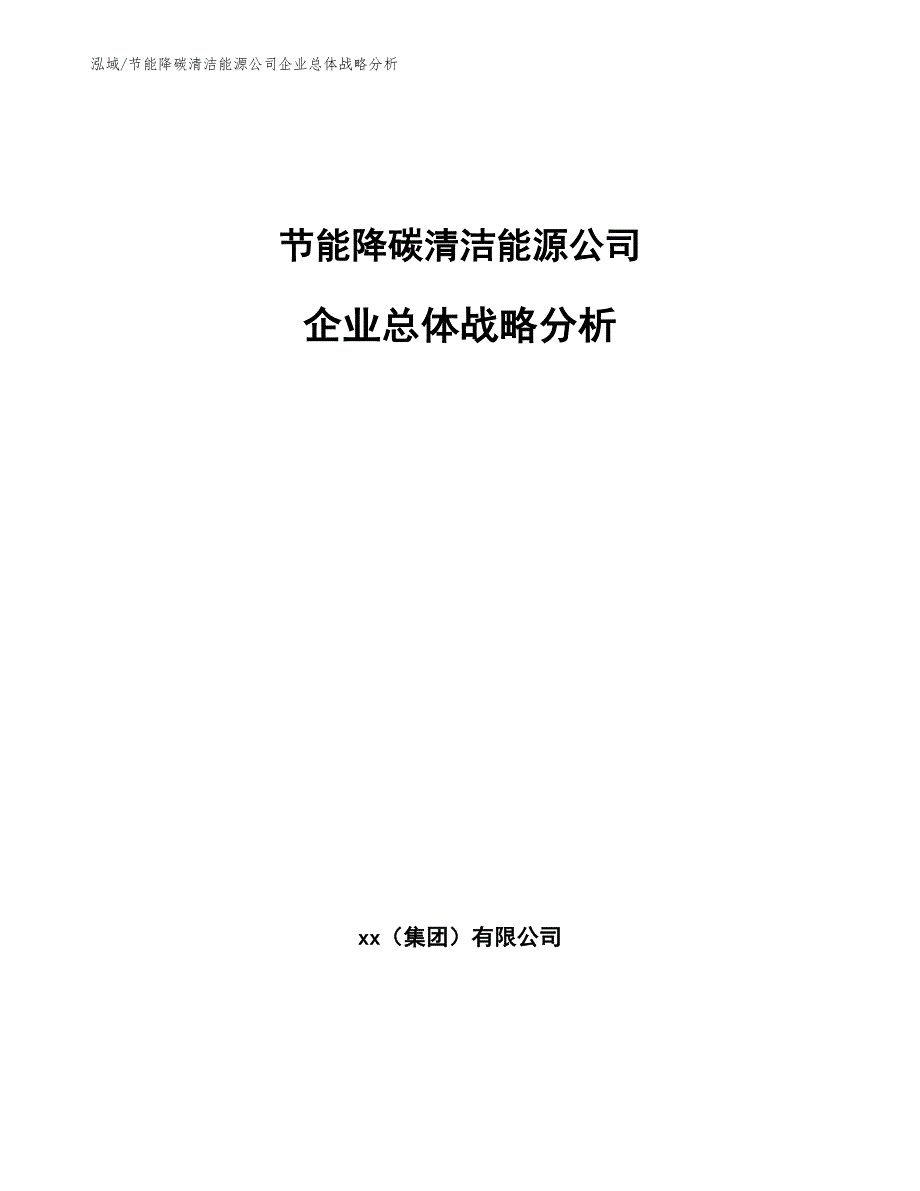 节能降碳清洁能源公司企业总体战略分析（范文）_第1页