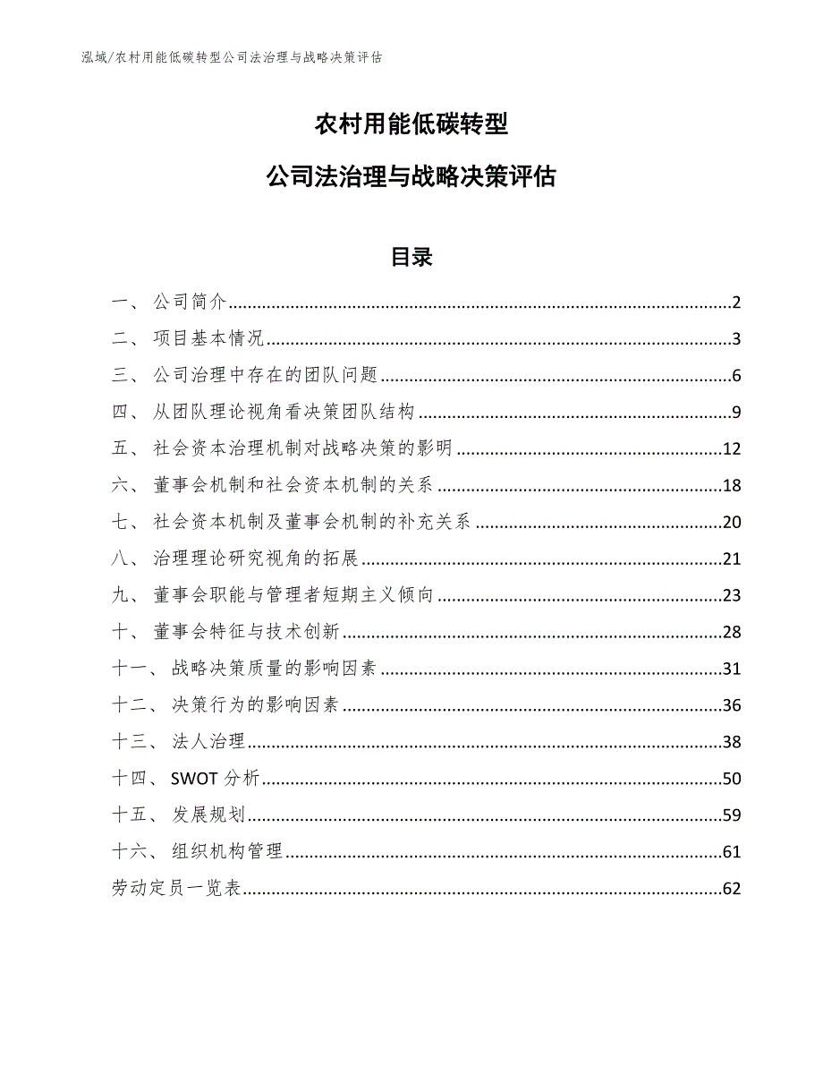 农村用能低碳转型公司法治理与战略决策评估_第1页