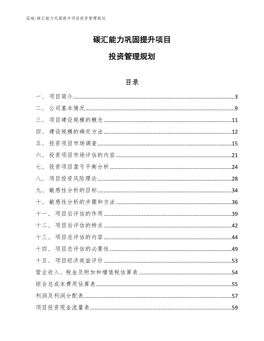 碳汇能力巩固提升项目投资管理规划_第1页