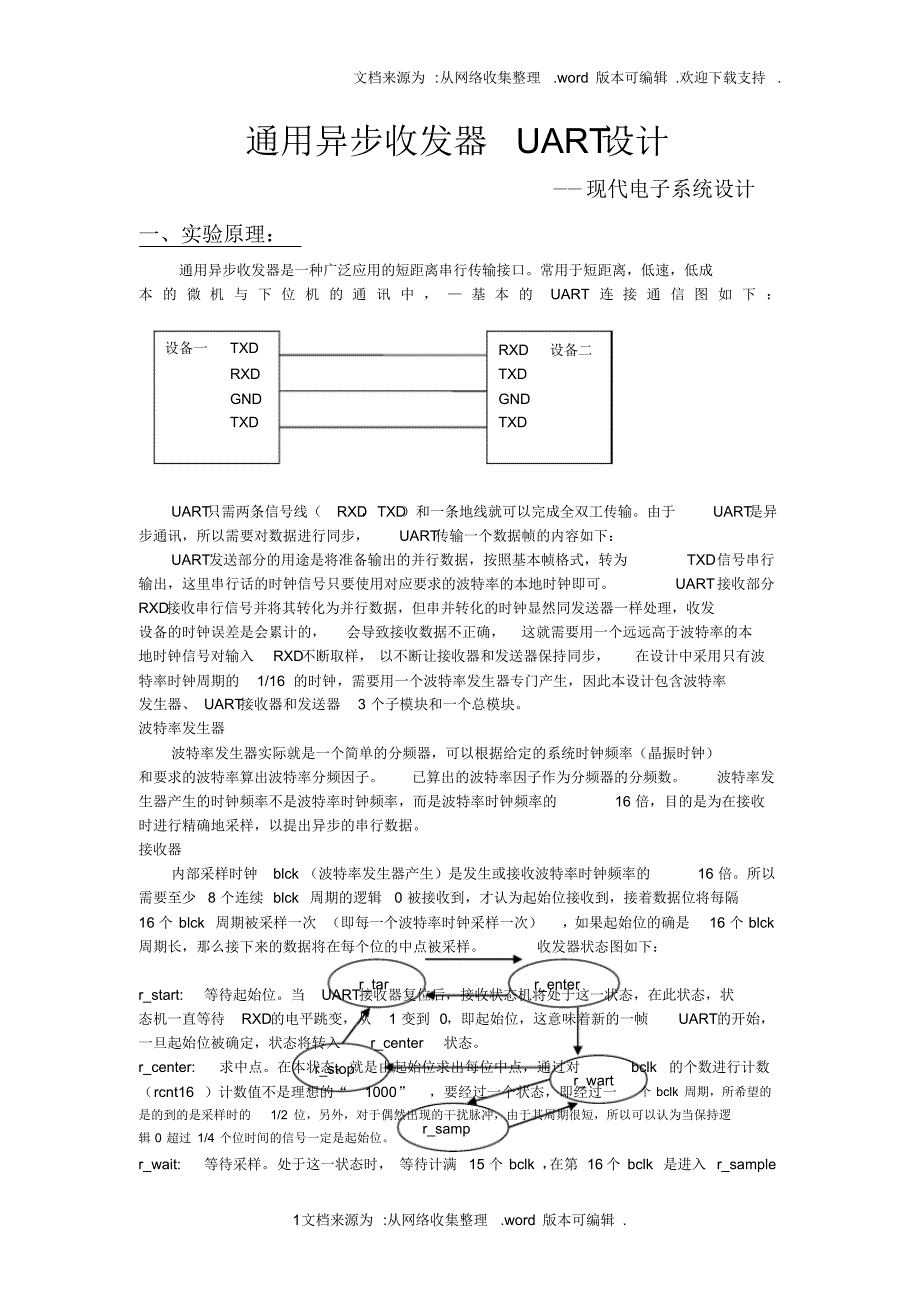 通用异步收发器UART设计_第1页