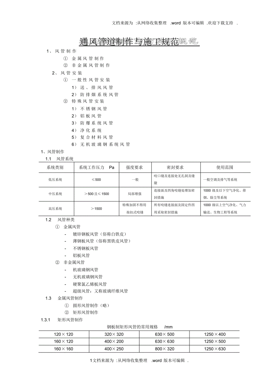 通风管道安装与施工规范_第1页