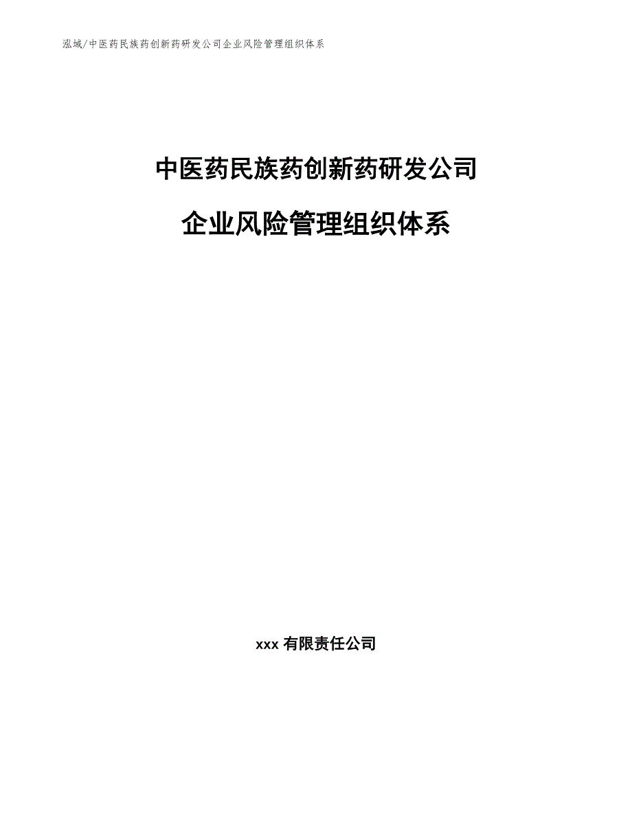 中医药民族药创新药研发公司企业风险管理组织体系（范文）_第1页