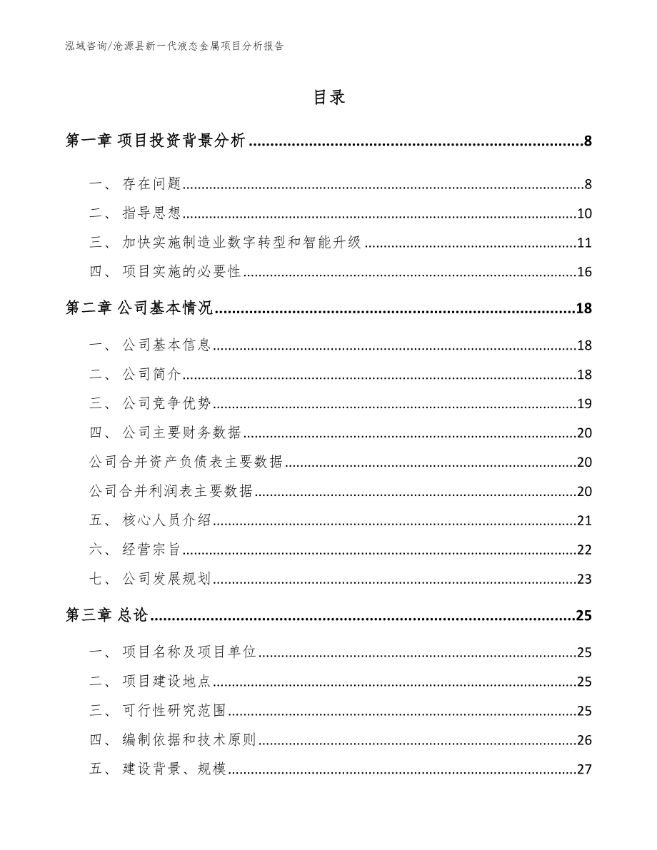 沧源县新一代液态金属项目分析报告模板范文_第1页