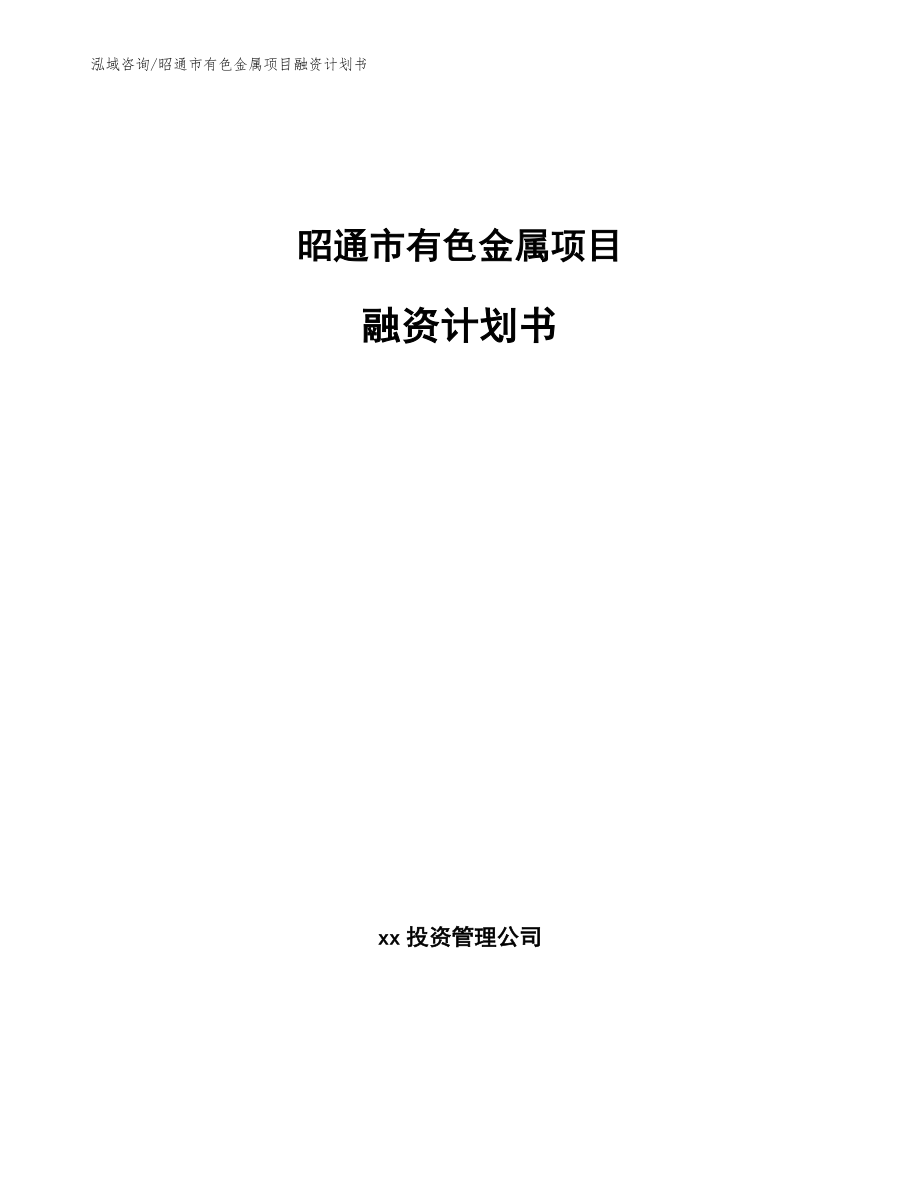 昭通市有色金属项目融资计划书_第1页