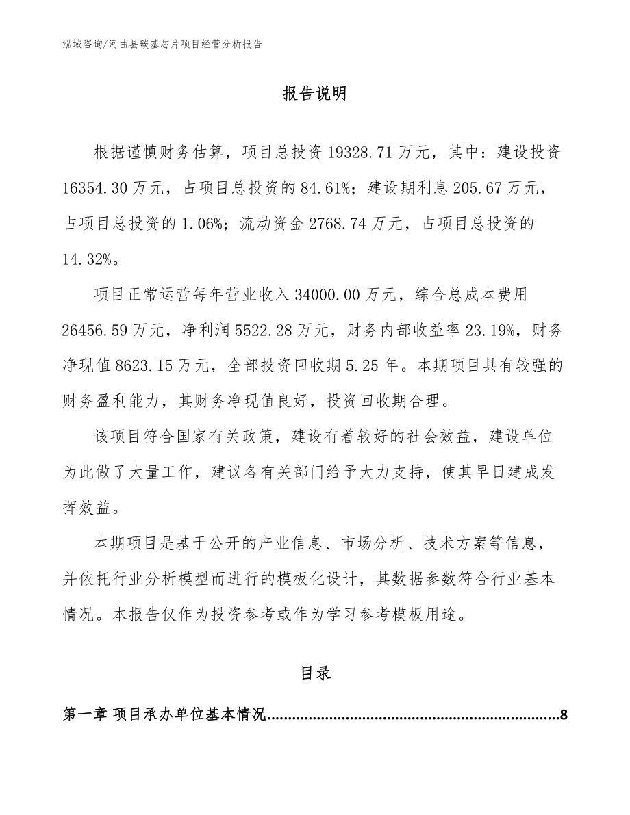 河曲县碳基芯片项目经营分析报告_第1页