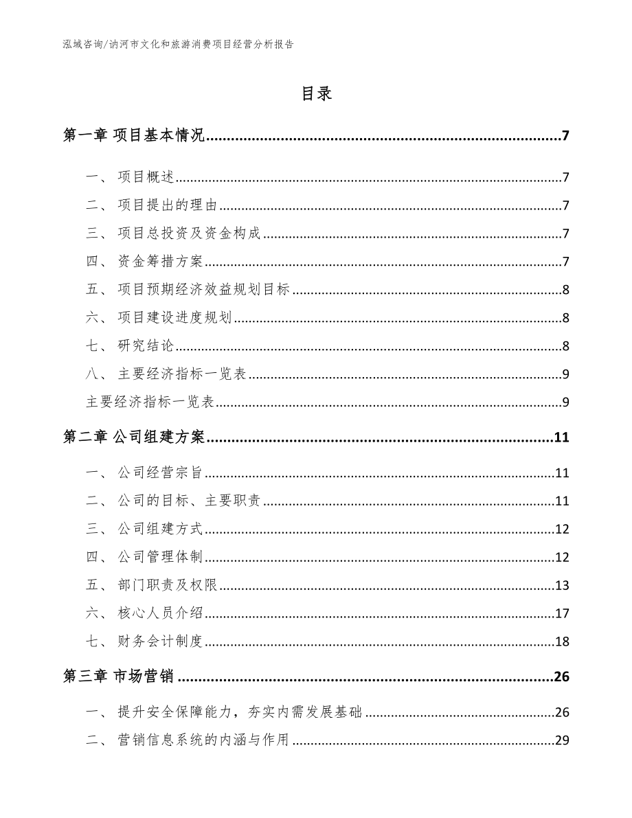 讷河市文化和旅游消费项目经营分析报告【模板范本】_第1页