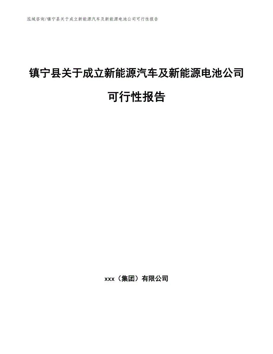 镇宁县关于成立新能源汽车及新能源电池公司可行性报告范文模板_第1页