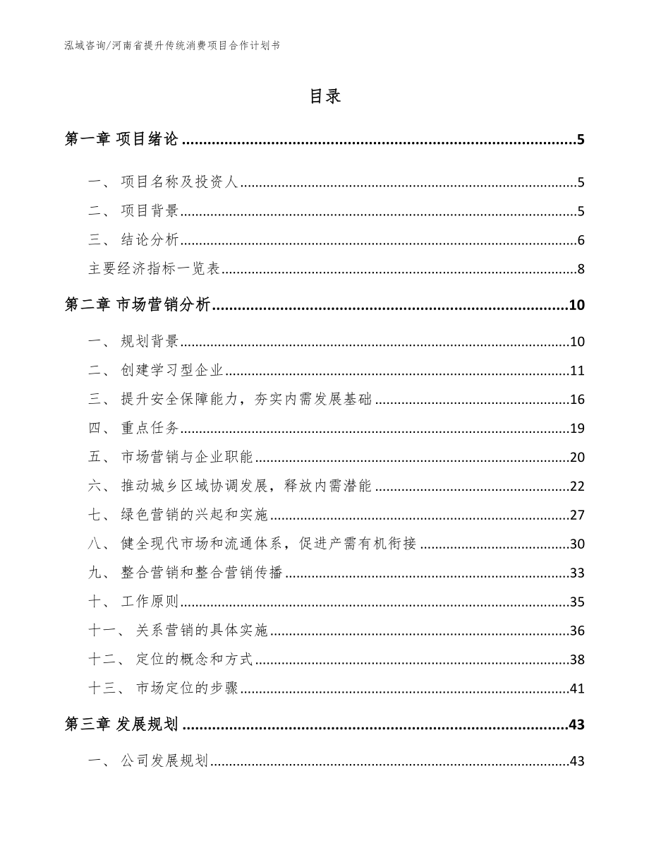 河南省提升传统消费项目合作计划书（模板范本）_第1页