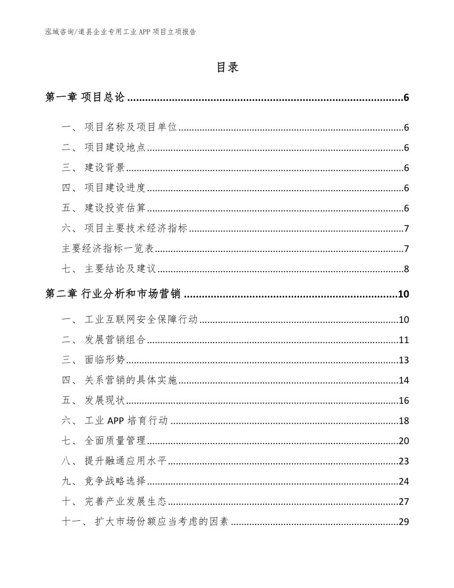 道县企业专用工业APP项目立项报告模板参考_第1页