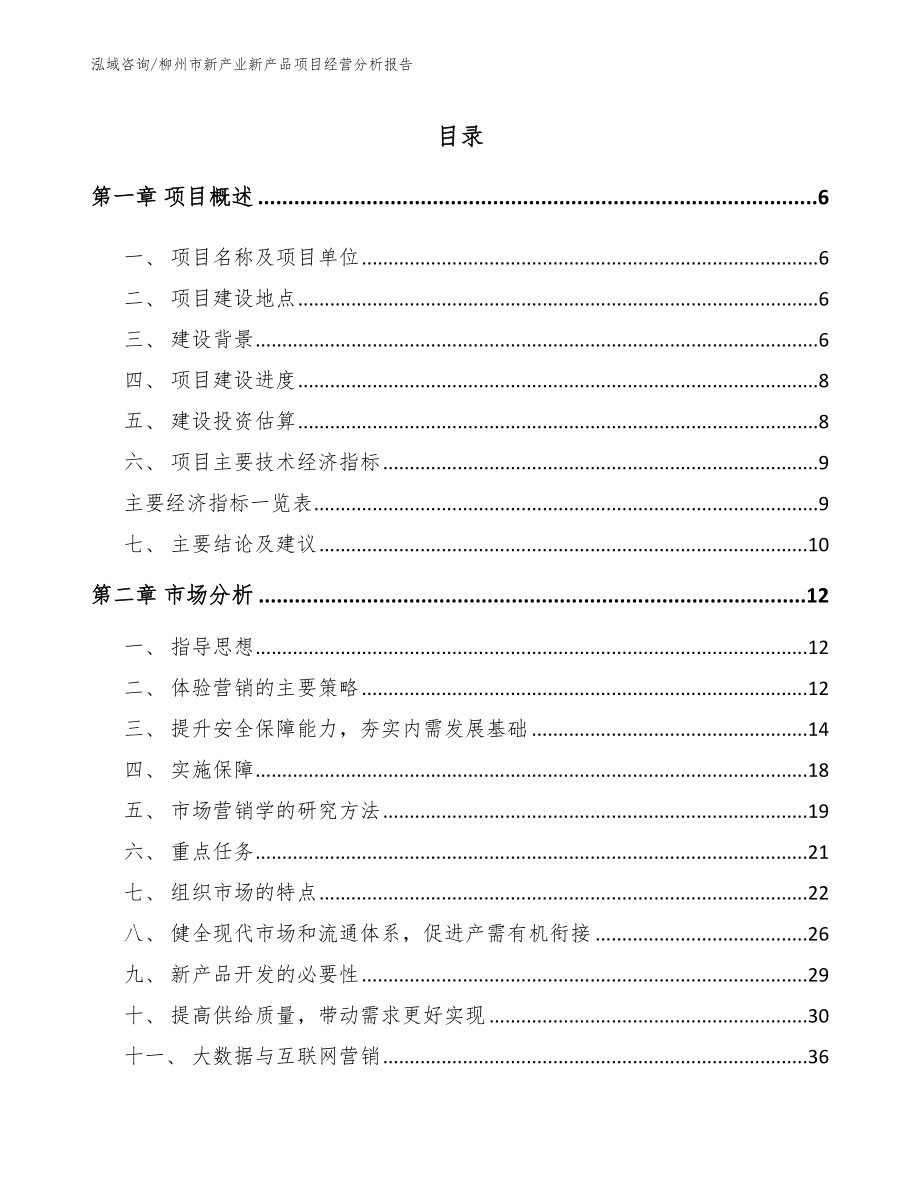 柳州市新产业新产品项目经营分析报告【范文参考】_第1页