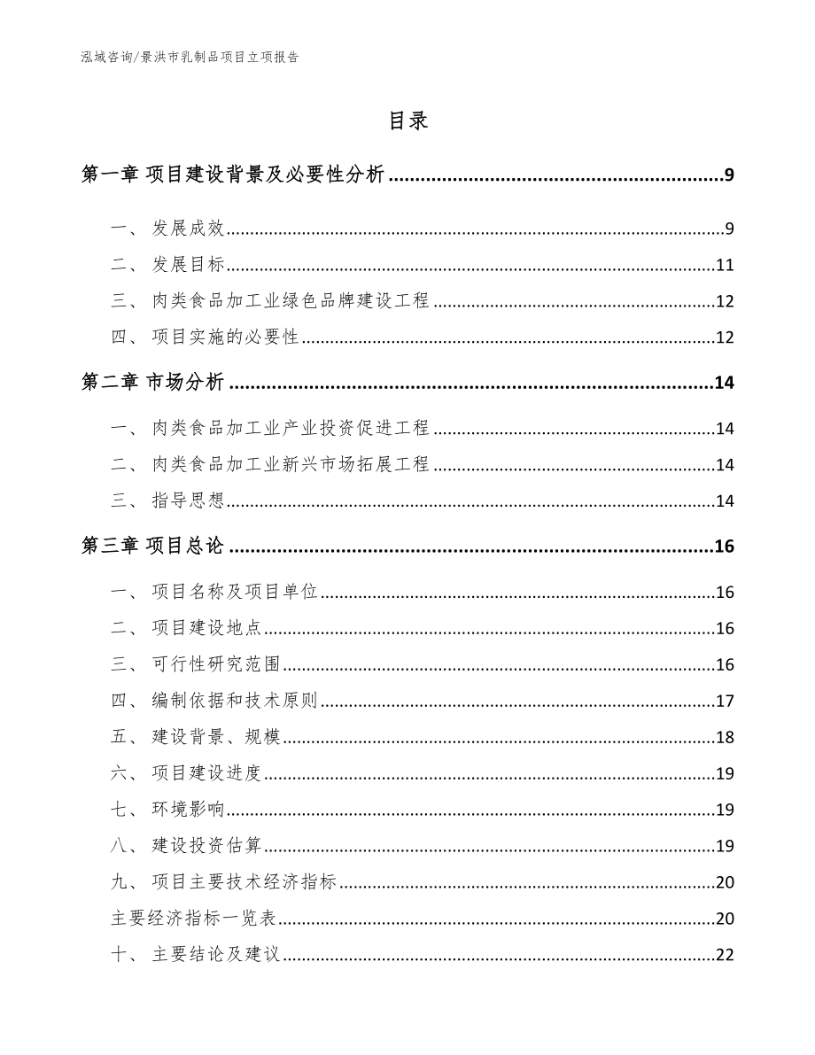 景洪市乳制品项目立项报告（模板范文）_第1页